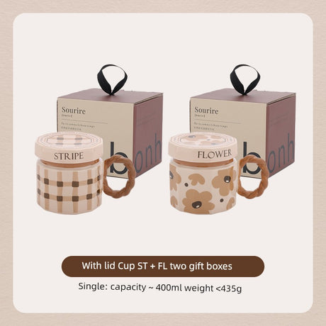 Hero Retro Ceramic Mug with Lid - Exquisite 300-400ml Coffee Cup