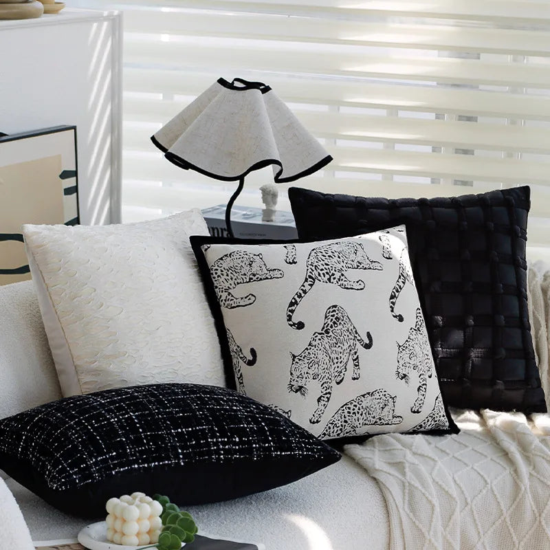30X50/45X45CM Black White Throw Pillow Cover Modern Simple Stamping Waist Cushion Cover Decor Home Decorative Pillowcase Julia M LifeStyles