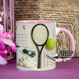 Custom Tennis Theme Ceramic Mug with Name Personalization