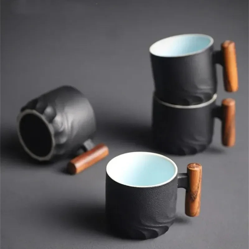 Creative Handmade Exquisite Coffee Cup Vintage Coffee Cup With Wooden Handle Mug Cups Mugs Drinkware Kitchen Dining Bar Home - Julia M LifeStyles