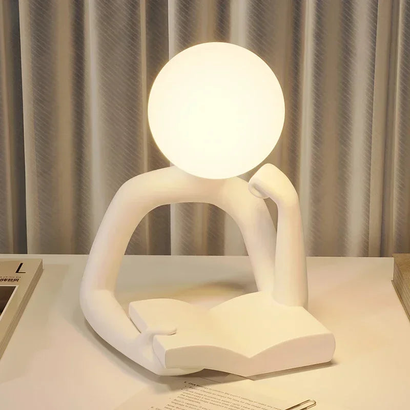 Modern Resin Abstract Statue LED table Light Figurine Model Craft Sculpture Ornament Home Decor Desktop Wine Cabinet Decoration