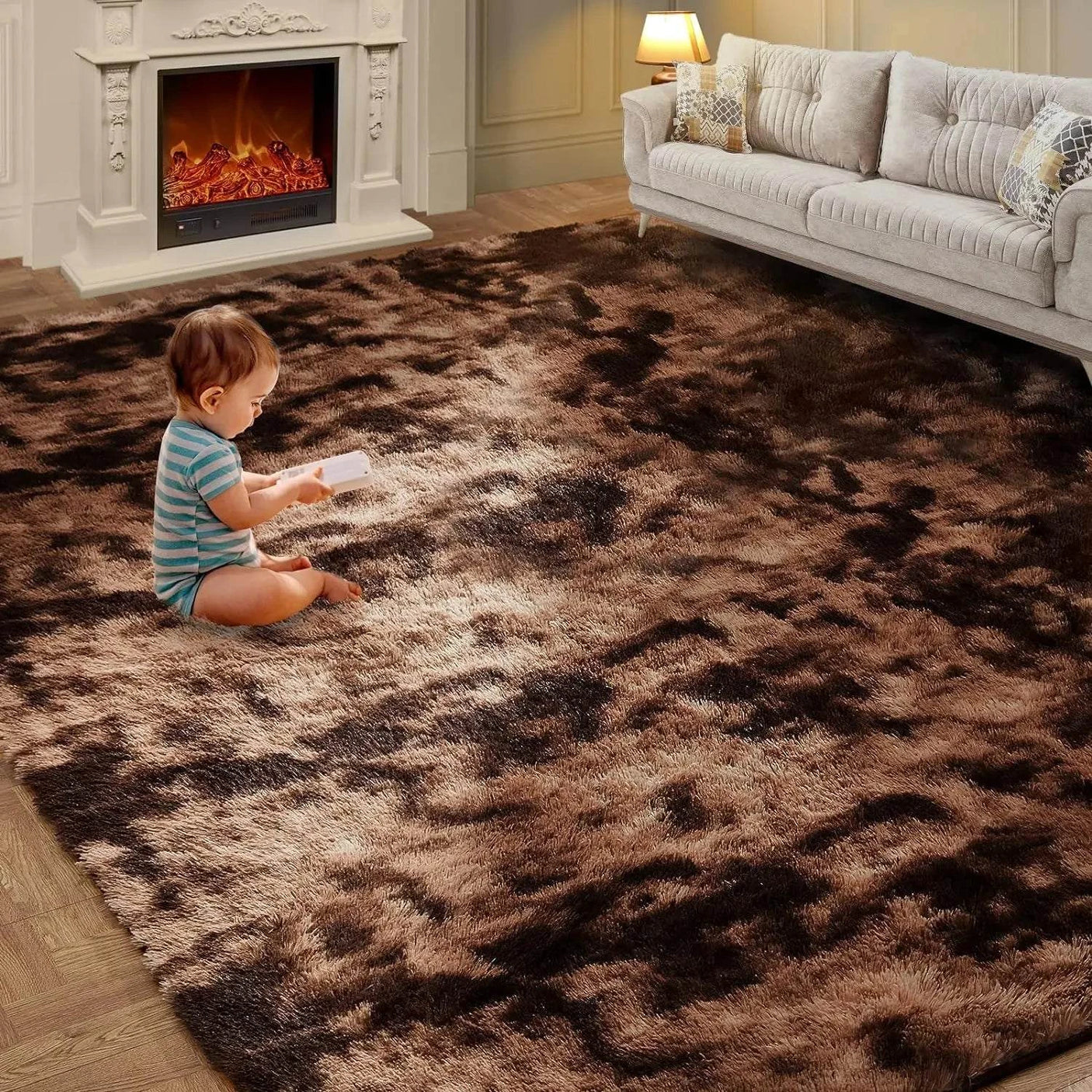 Tie-Dye Plush Carpet - Soft Fluffy Living Room Bedroom Mat - Julia M LifeStyles