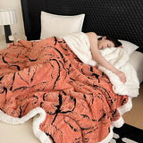 Super Thick Blanket for Winter Warm Lamb Fleece Plaids for Sofa Single/Queen/King Leaves Printed Bedspread Winter Thow Blanket Julia M LifeStyles
