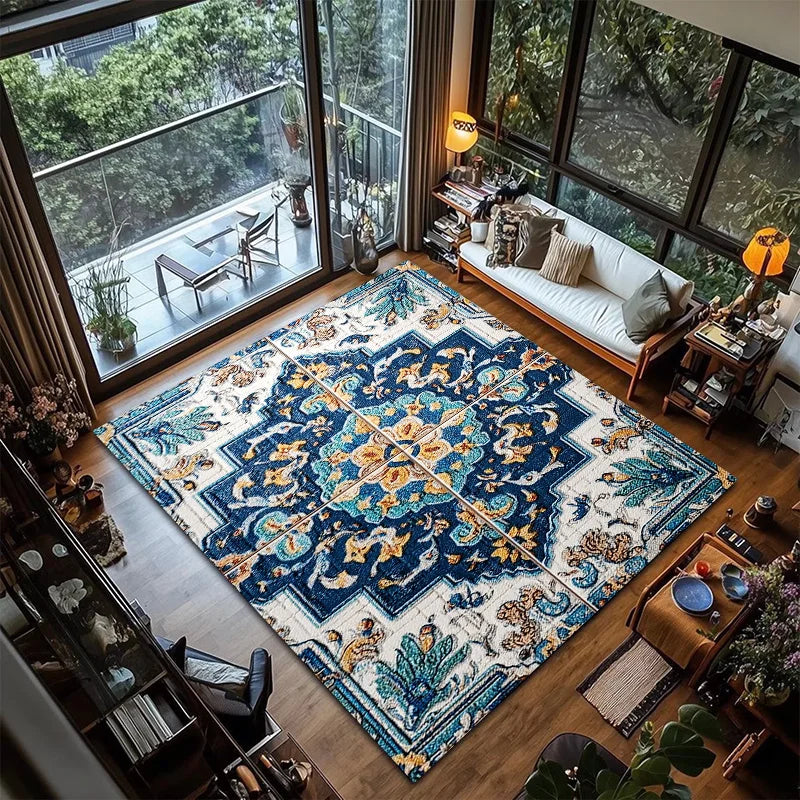 Moroccan Retro Style Bathroom and Living Room Floor Mat