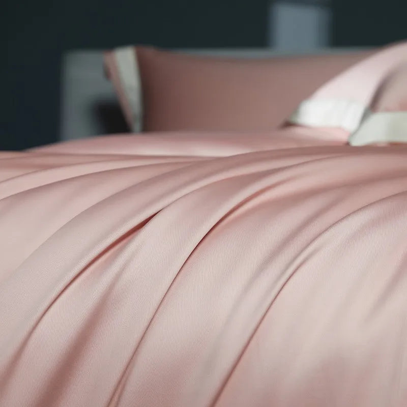Premium 1400TC Egyptian Cotton Smooth Soft Bedding Set Chic White Grey Patchwork Duvet Cover Flat/Fitted Bed Sheet Pillowcases