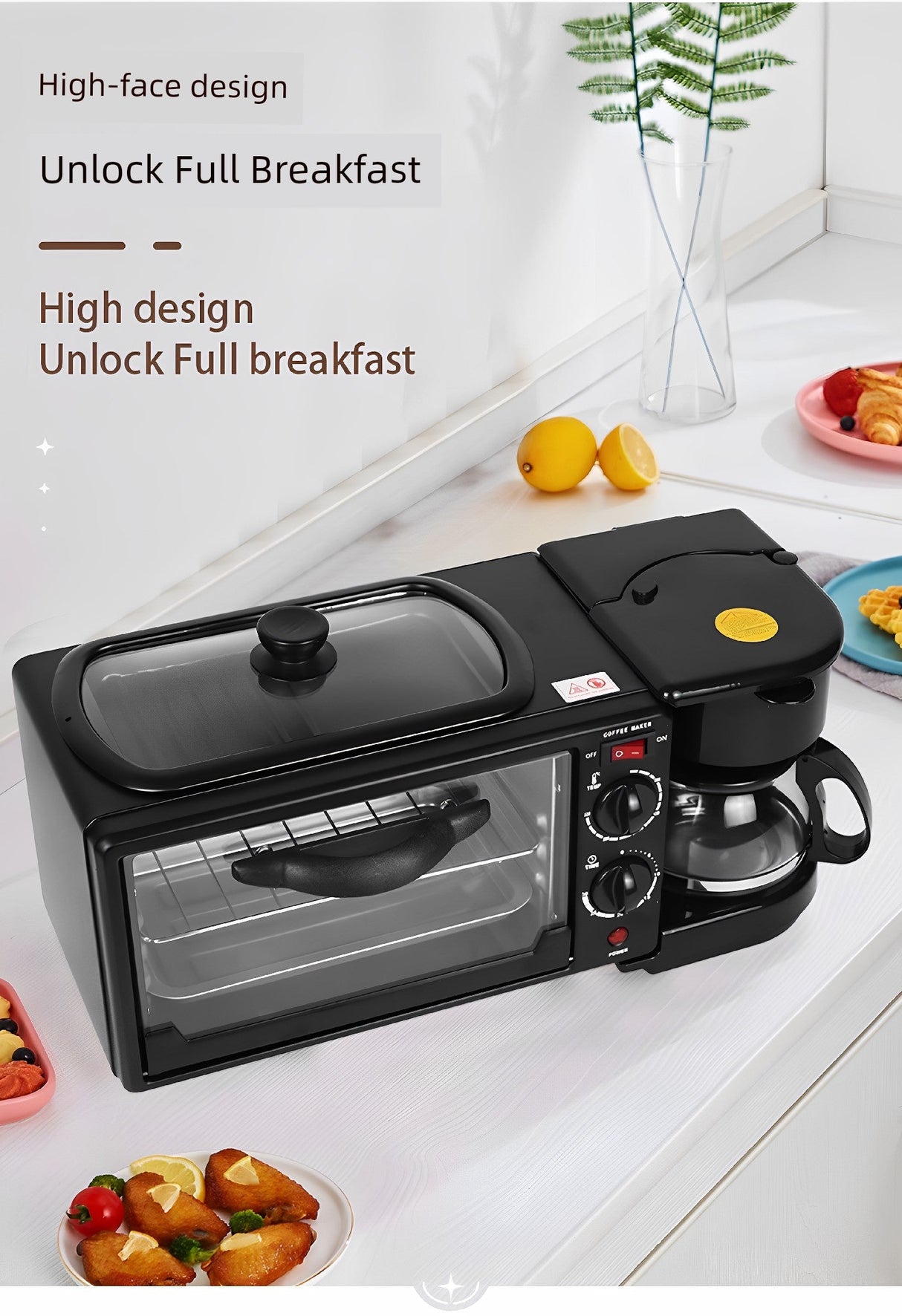 Breakfast Machine Multi-Functional For Home Bread Maker Three-in-One Electric Oven Sandwich Machine Toaster Cross-Border Overseas Same Style Julia M Home & Kitchen