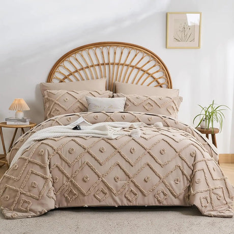 7 Pcs solid color tufted quilt set, microfiber soft and lightweight, durable and easy to wash bedding set , for all seasons Julia M LifeStyles