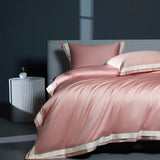 Premium 1400TC Egyptian Cotton Smooth Soft Bedding Set Chic White Grey Patchwork Duvet Cover Flat/Fitted Bed Sheet Pillowcases
