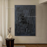 Large Special Artwork Abstract Pure Black Texture Thick Oil Painting Handmade New Design Knife Thick Canvas Wall Art Decor