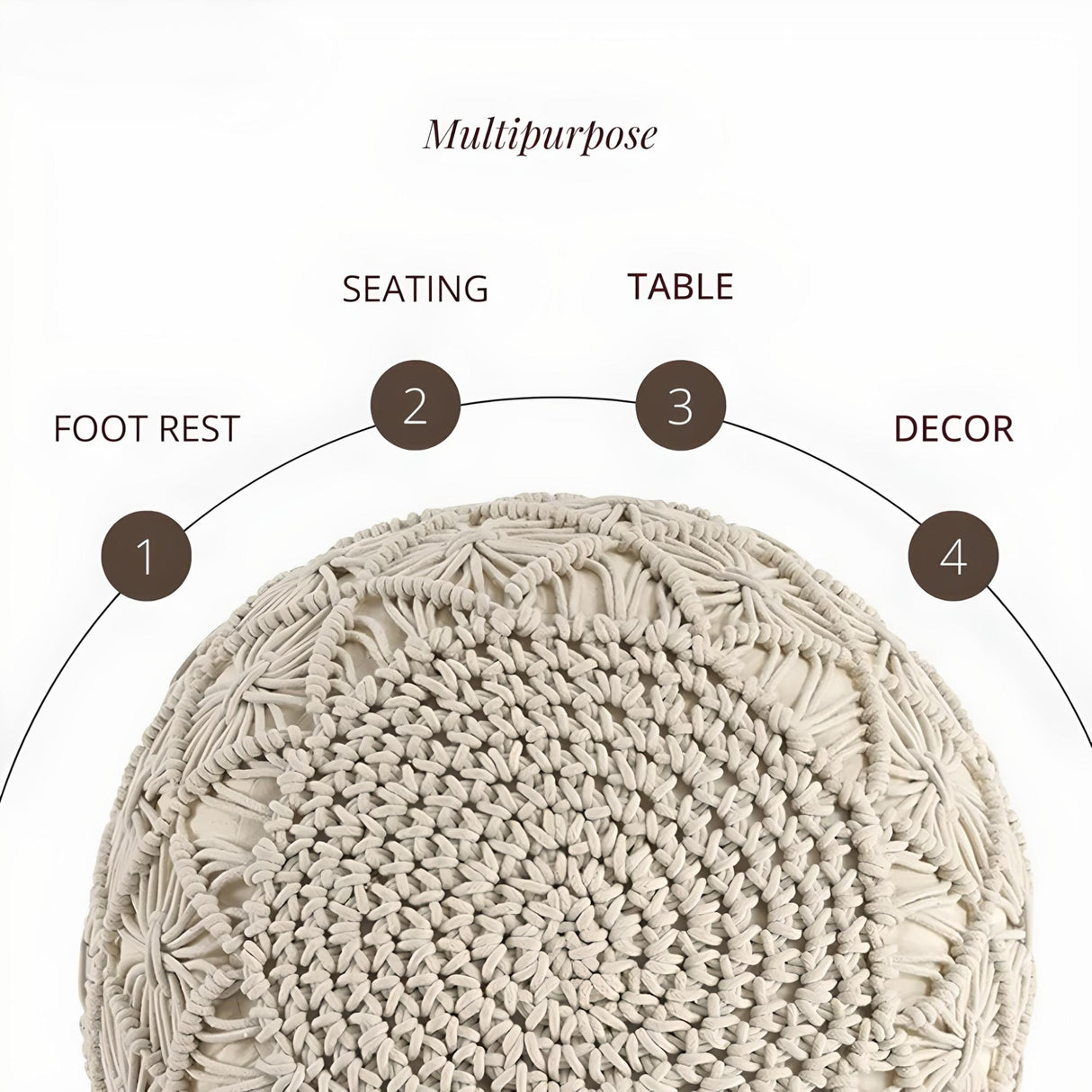 Hand-Knitted Cotton Ottoman Pouf: Modern Minimalist Foot Rest