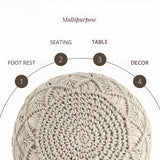Hand-Knitted Cotton Ottoman Pouf: Modern Minimalist Foot Rest