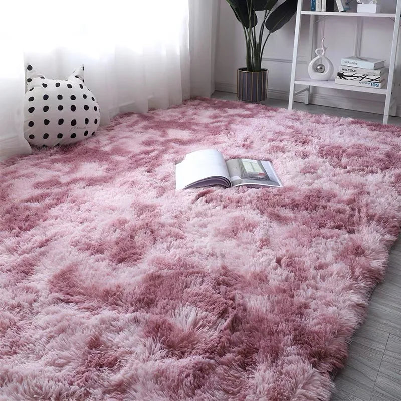 Tie-Dye Plush Carpet - Soft Fluffy Living Room Bedroom Mat