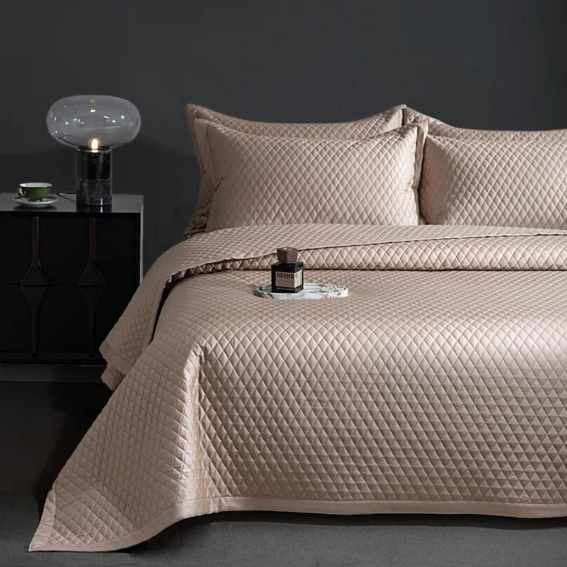 CHAUSUB Luxury Pima Cotton Quilt Set 3PCS King Queen Size,Silky Cooling Bedspread & Coverlet,Summer Lightweight Comforter