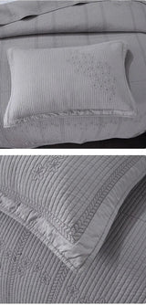 JULIA 3 Pieces Solid Color Embroidered Quilt Set