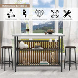 3 Piece Bar Table Set with Storage & Seating
