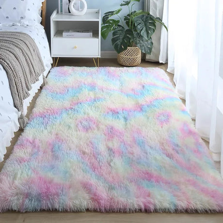 Tie-Dye Plush Carpet - Soft Fluffy Living Room Bedroom Mat