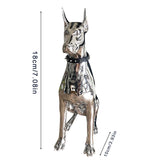 Home Decor Watchdog Chrome Sculpture Doberman Dog Small Size Art Animal Statues Figurine Room Garden Doorway