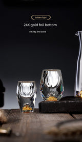 Crystal Glass Wine Decanter Set with Gold Foil Shot Cup