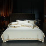 Luxury Gold Embroidery Bedding Set 1400TC Egyptian Cotton Soft Silky Queen King Duvet Cover Set With Sheet Pillowcases Bed Set