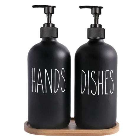 Elegant 500ml Black Dish Soap Dispenser Set with Refillable Pump for Farmhouse Chic Décor Julia M LifeStyles