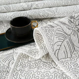 Embroidered Cotton Quilt Set 3PCS King Queen Bedspread with 2 Pillow Shams Summer Lightweight Double Blanket Breathable Coverlet