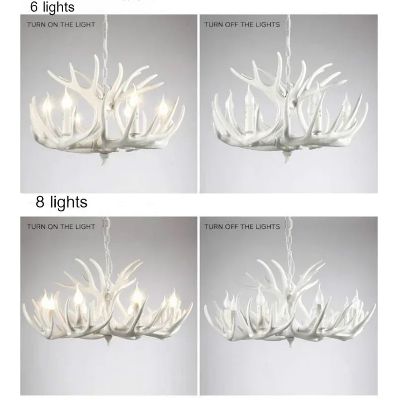 Rustic Alpine Hand-Crafted Deer Antler Pendant Chandelier