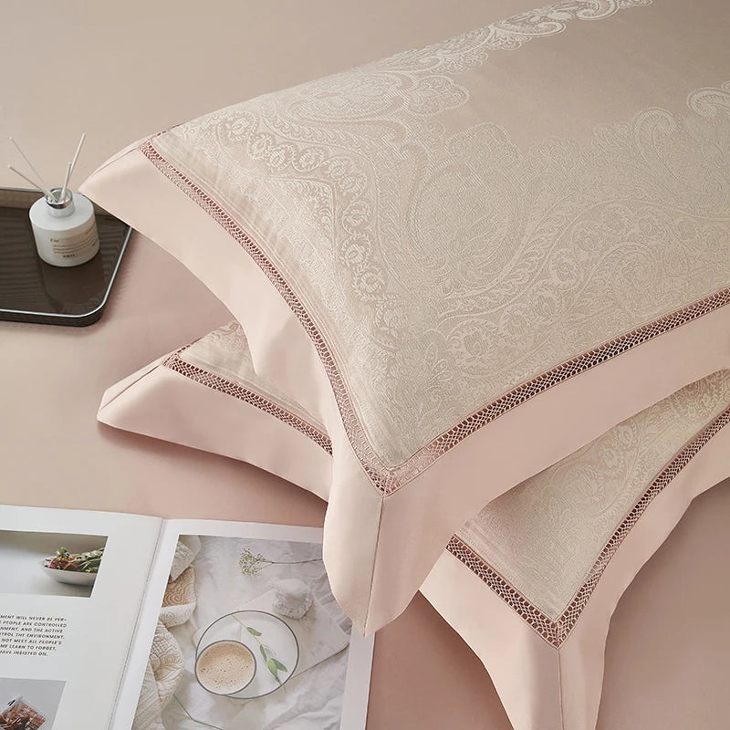 4/7Pcs Luxury Soft Silky Egyptian cotton Damask Satin Bedding Set Super King Duvet Cover Flat Sheet/Fitted Sheet Pillowcases Julia M LifeStyles