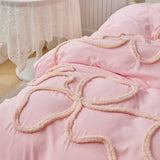 New Bow-knot Tufted Cut Flower Quilt Cover Set Queen Tufting Duvet Cover and Pillowcase Comfortable Skin-Friendly Blanket Covers
