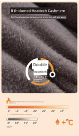 Thick cashmere fabric with Double Heattech branding and temperature indicators.