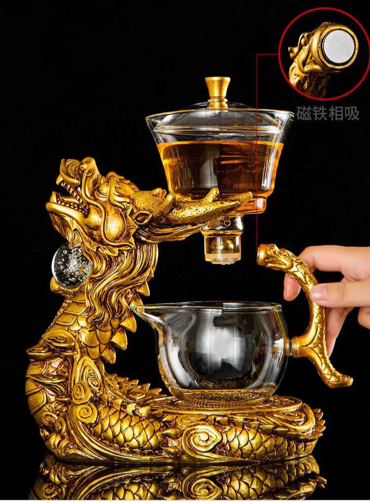Dragon Automatic Tea Set Magnetic Suction Glass Lazy Kung Fu Teapot Set Household Heat-resistant Tea Maker Julia M LifeStyles