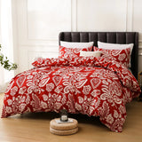 Boho White Paisley Floral Duvet Cover Twin Bohemian Exotic Flower Bedding Set Reversible Red Comforter Cover for Girl Women Room Julia M LifeStyles