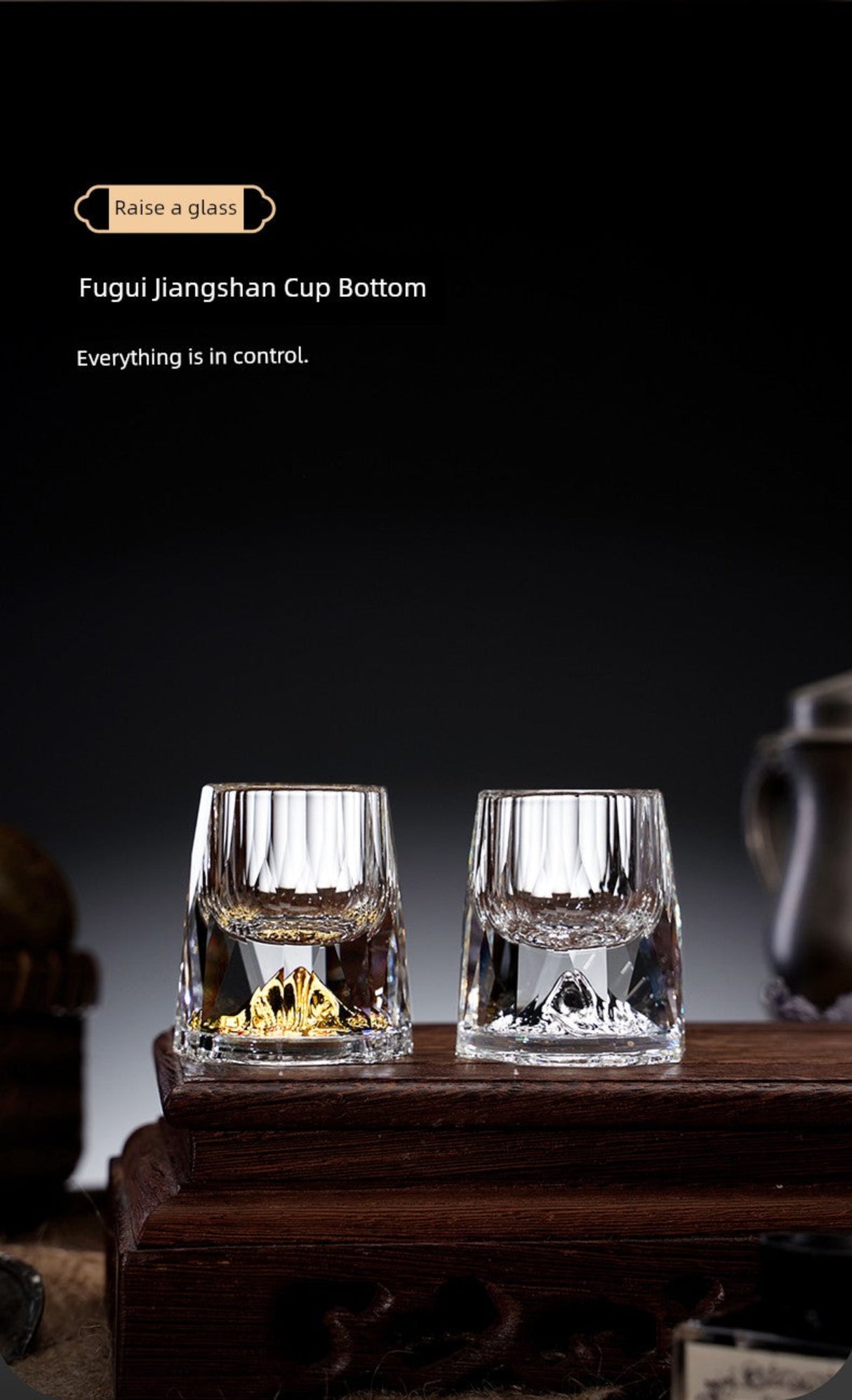Crystal Glass Wine Decanter Set with Gold Foil Shot Cup