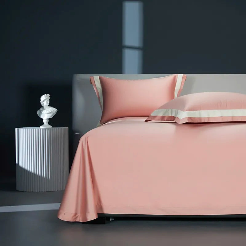 Premium 1400TC Egyptian Cotton Smooth Soft Bedding Set Chic White Grey Patchwork Duvet Cover Flat/Fitted Bed Sheet Pillowcases