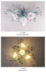 Romantic Rose Flower Ceiling Lamp - Pastoral Style Chandelier