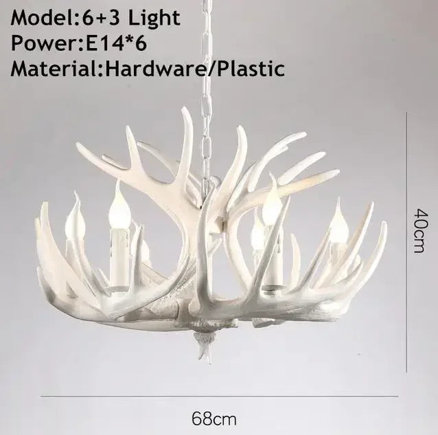 Rustic Alpine Hand-Crafted Deer Antler Pendant Chandelier