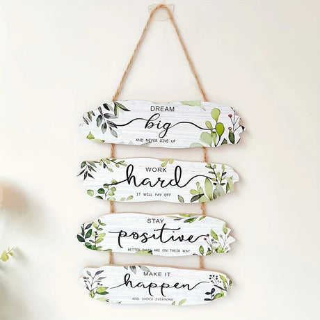 Wooden Inspirational Hanging Wall Art with Rope for Home Decor