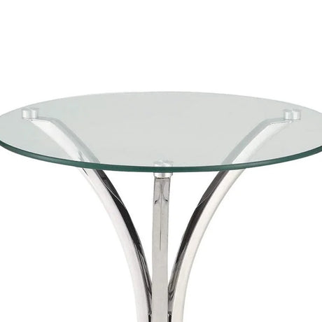 Modish Metal Accent Table with Clear Glass Top - Modern Silver Side Table