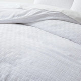 White Duvet Cover King Size - 2/3 Pieces Soft and Breathable Microfiber Knitted Jacquard Waffle Weave Striped Comforter Cover