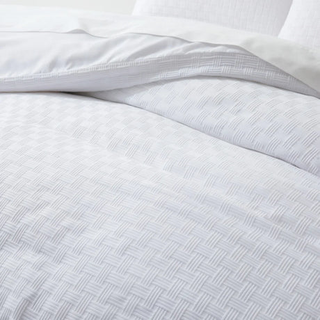 White Duvet Cover King Size - 2/3 Pieces Soft and Breathable Microfiber Knitted Jacquard Waffle Weave Striped Comforter Cover