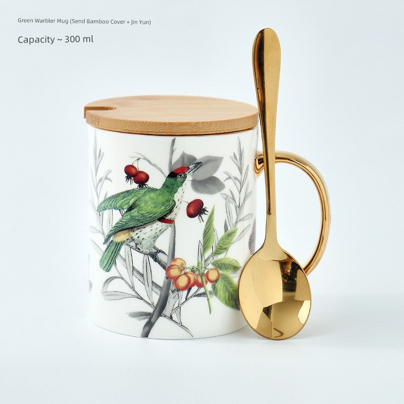 Florence Exquisite European-Style Bone China Mug with Lid and Spoon Julia M LifeStyles