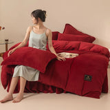 Wostar Luxury Solid Color Flannel Duvet Cover Set, 220x240 cm