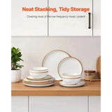 12-Piece White Ceramic Dinnerware Set Includes Plates and Bowls for 4 Servings Julia M LifeStyles