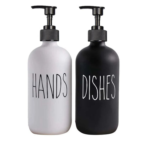 Elegant 500ml Black Dish Soap Dispenser Set with Refillable Pump for Farmhouse Chic Décor Julia M LifeStyles