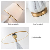 Metal Bedroom Bedside Lamp Modern Simple Cloth Cover Decorative Desk Lamp Nordic Hotel Living Room Office Reading Lamp