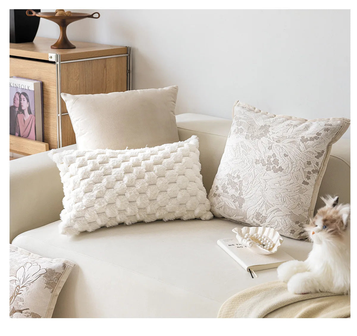 Exquisite Nordic Floral Embroidery French Cream Throw Pillow Cover Julia M LifeStyles