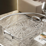 WORTHBUY Light Luxury Clear Serving Tray Plastic Fruit Dessert Tray With Handle Home Decorative Storage Tray Kitchen Organizer