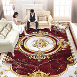 European Style Luxury Living Room Carpet - Red Retro Design