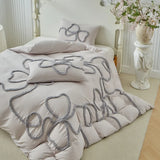 New Bow-knot Tufted Cut Flower Quilt Cover Set Queen Tufting Duvet Cover and Pillowcase Comfortable Skin-Friendly Blanket Covers