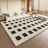 VIKAMA Black Large Living Room Carpet - Low Pile Waterproof Rug