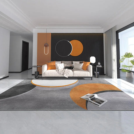 VIKAMA Orange Grey Large Living Room Carpet